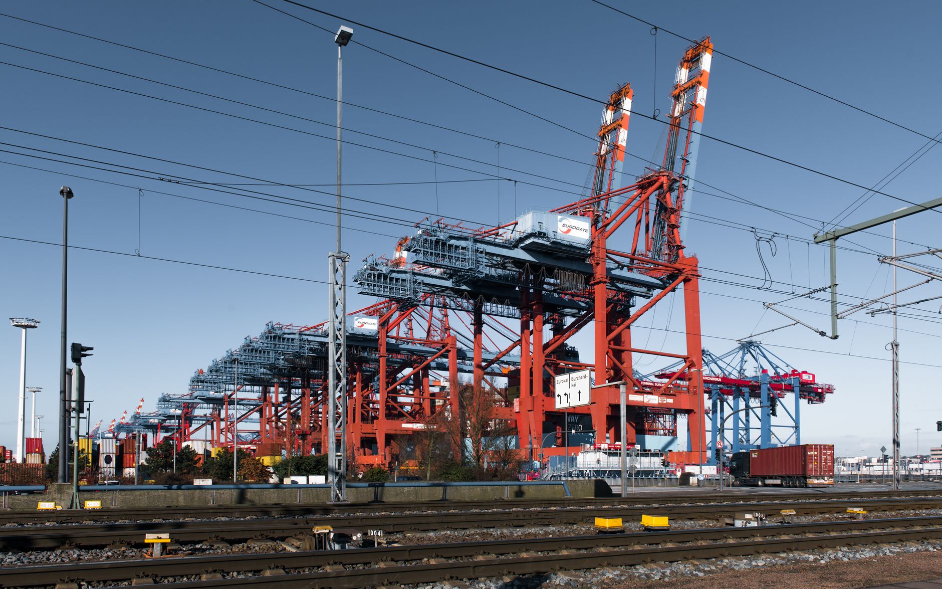 Portaalkranen op de containerterminal